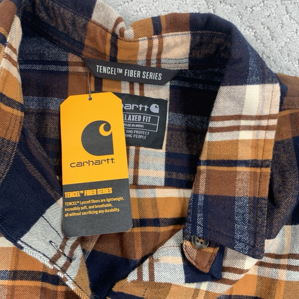 Carhartt Women's Flannel Shirt Small Relaxed Fit TENCEL Plaid NWT - Picture 5 of 6